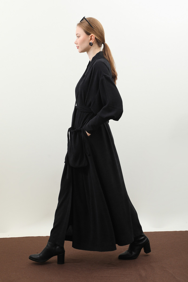 Çantalı Abaya Takım Siyah - 12
