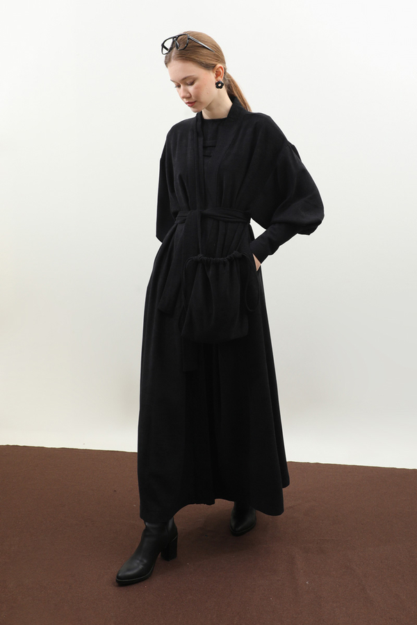 Çantalı Abaya Takım Siyah - 6