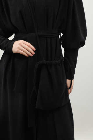 Çantalı Abaya Takım Siyah - 8