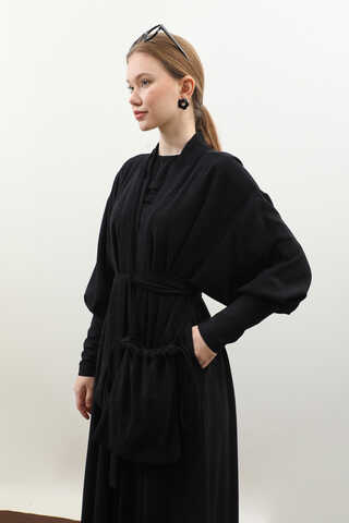 Çantalı Abaya Takım Siyah - 10