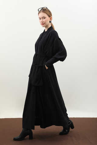 Çantalı Abaya Takım Siyah - 11