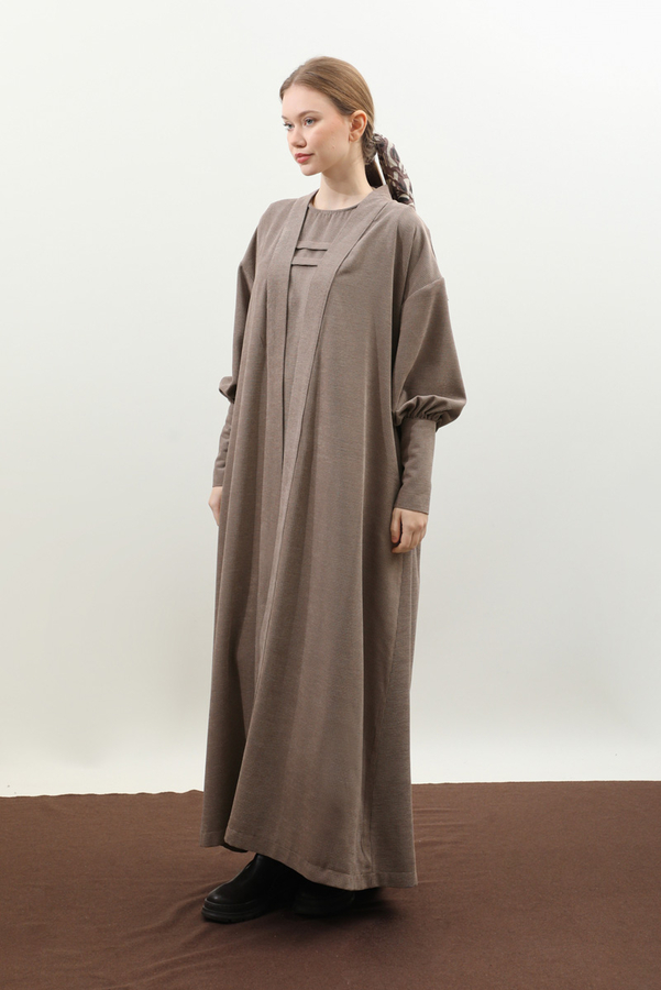 Çantalı Abaya Takım Vizon - 4