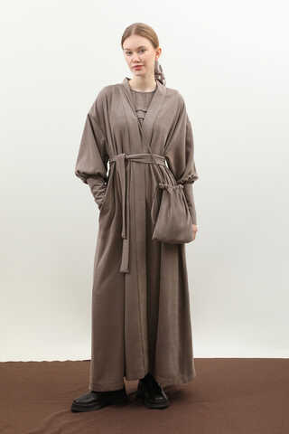 Çantalı Abaya Takım Vizon - 6