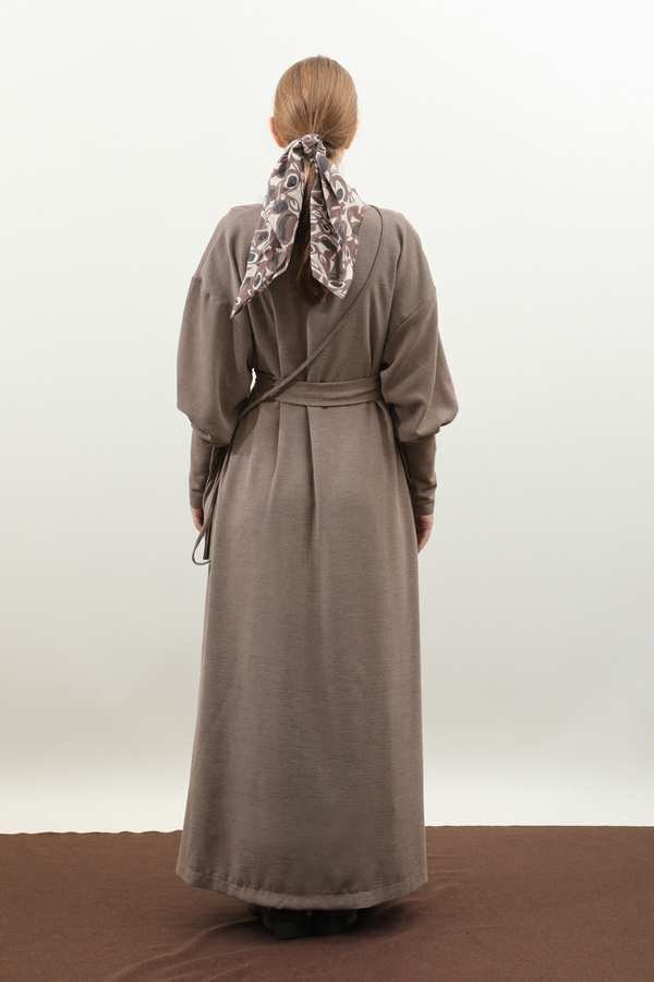 Çantalı Abaya Takım Vizon - 9