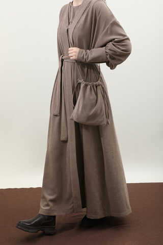 Çantalı Abaya Takım Vizon - 7