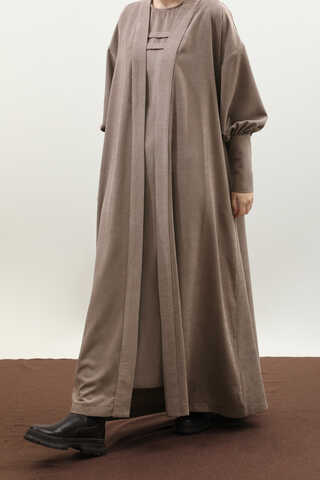 Çantalı Abaya Takım Vizon - 5