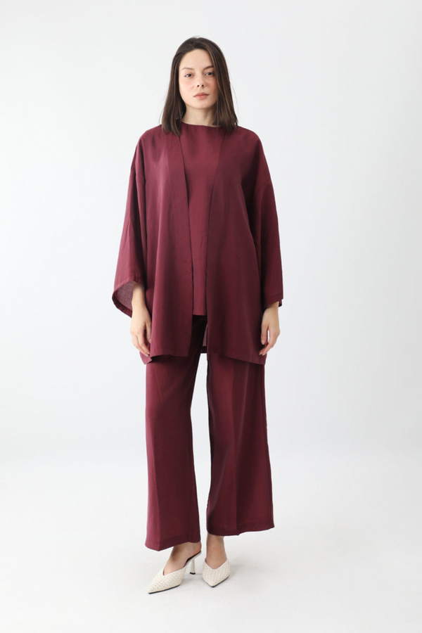 Çantalı Üçlü Takım Bordo - 3