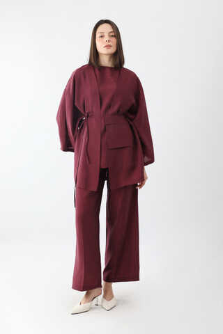 Çantalı Üçlü Takım Bordo - 1