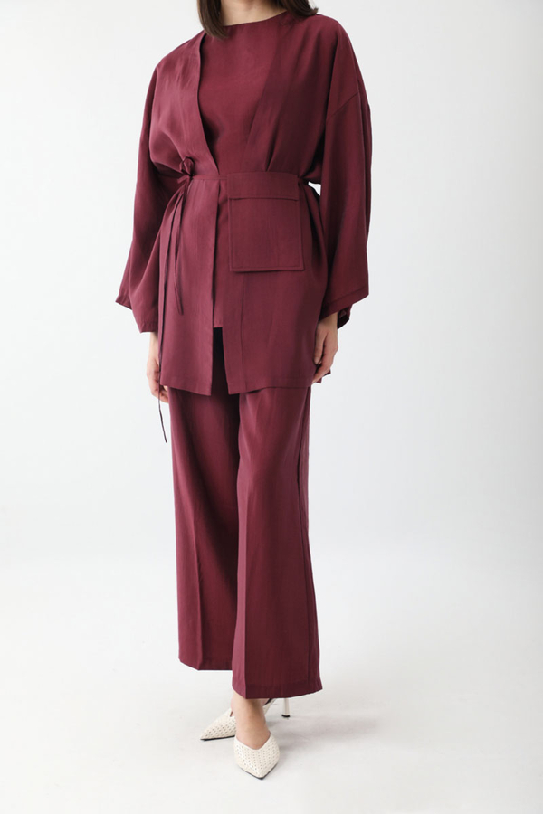 Çantalı Üçlü Takım Bordo - 4