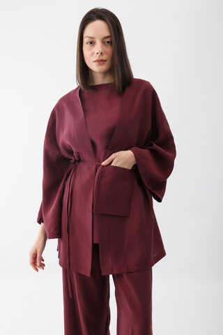 Çantalı Üçlü Takım Bordo - 5