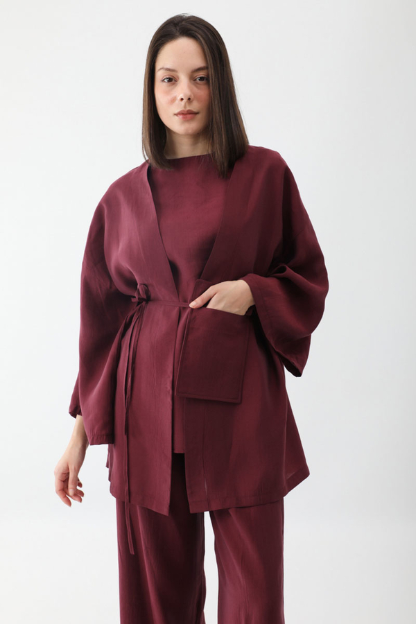 Çantalı Üçlü Takım Bordo - 5