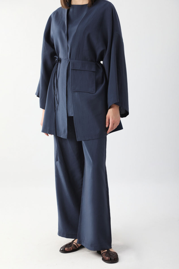 Çantalı Üçlü Takım Lacivert - 9