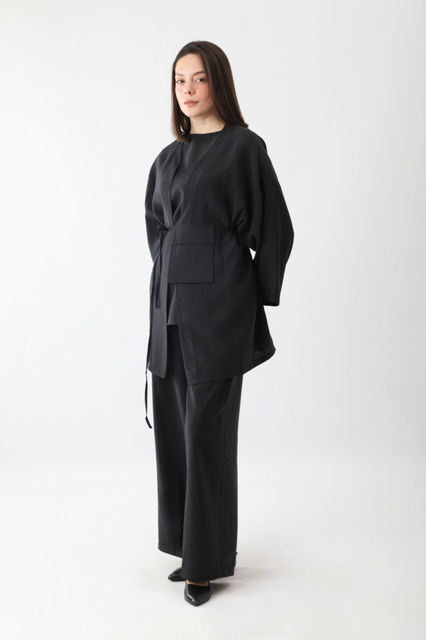 Çantalı Üçlü Takım Siyah - 8