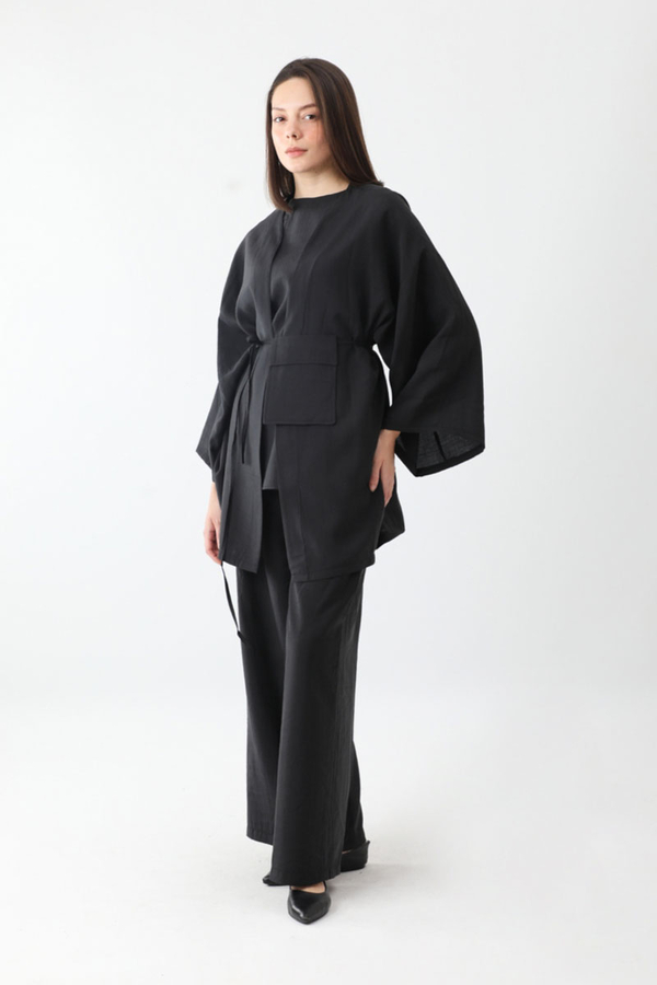 Çantalı Üçlü Takım Siyah - 9