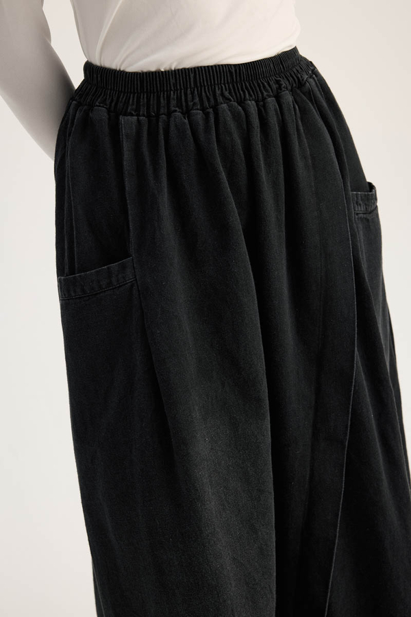 Çapraz Detaylı Denim Etek Siyah - 7