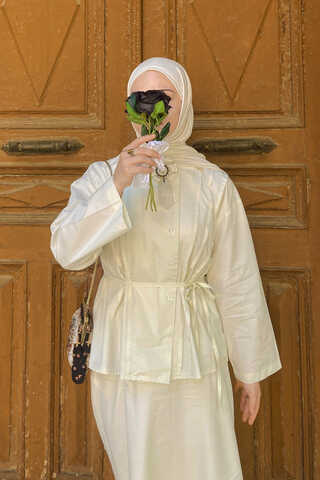 Ceket Yaka Etek Takım Tereyağı Sarısı - 3