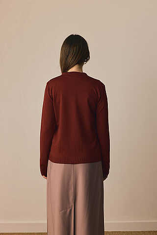 Ceket Yaka Hırka Bordo - 7