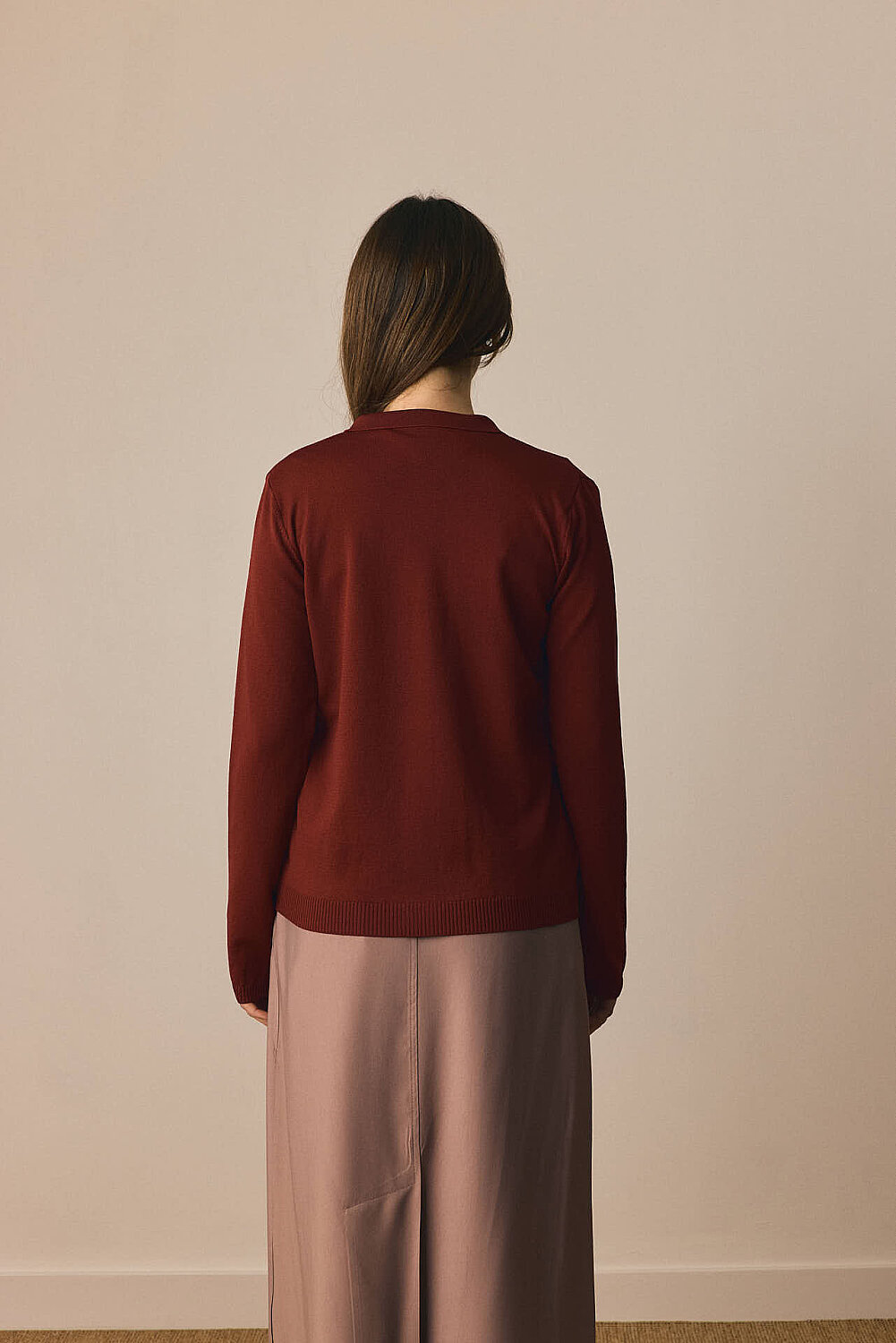 Ceket Yaka Hırka Bordo - 7
