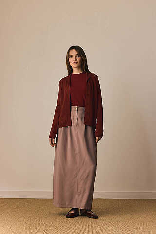 Ceket Yaka Hırka Bordo - 5