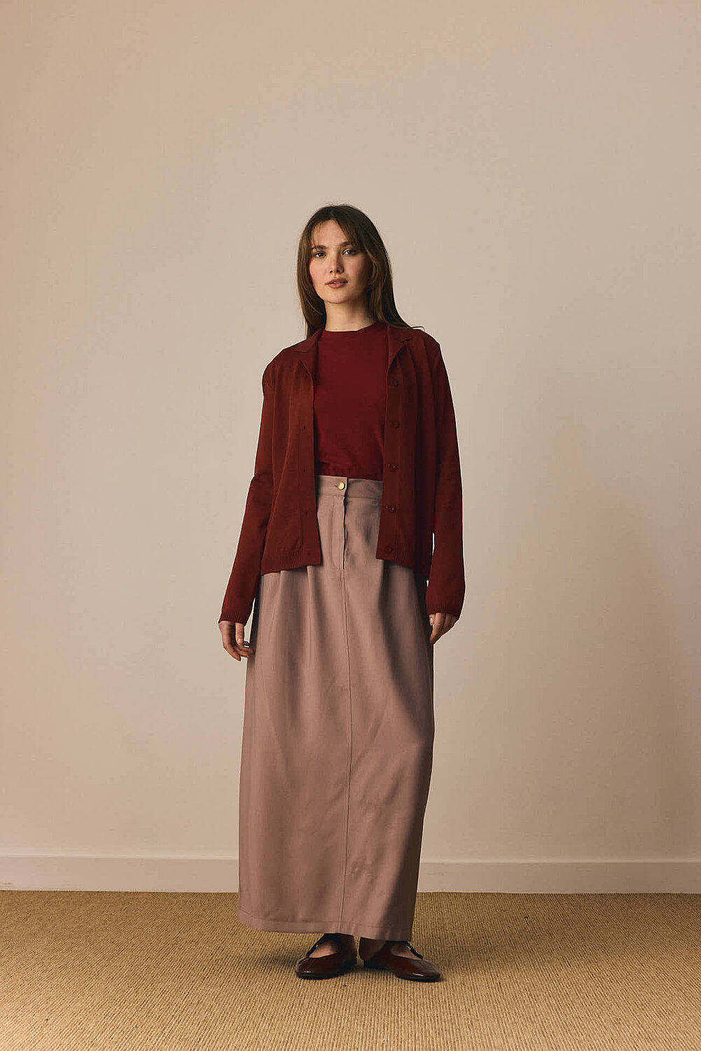 Ceket Yaka Hırka Bordo - 5