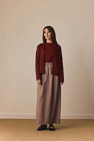 Ceket Yaka Hırka Bordo - 8