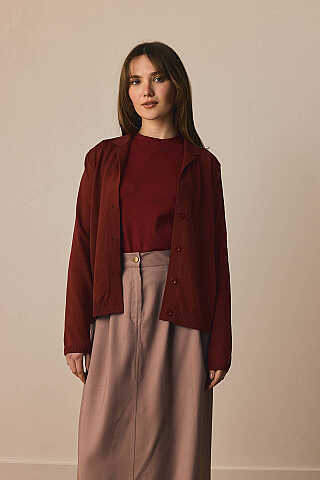 Ceket Yaka Hırka Bordo - 2