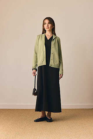 Ceket Yaka Hırka Çağla Yeşili - 4