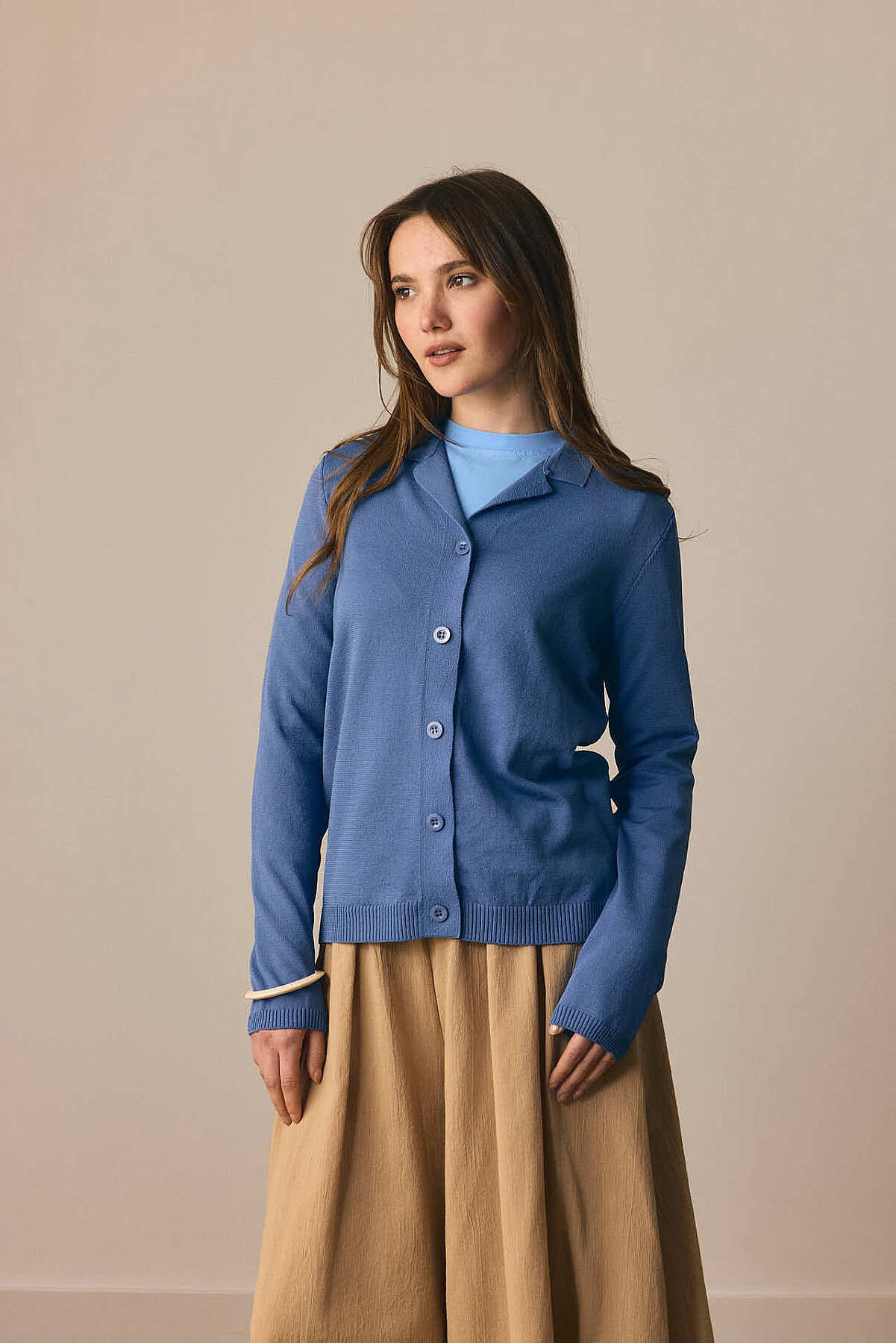 Ceket Yaka Hırka İndigo