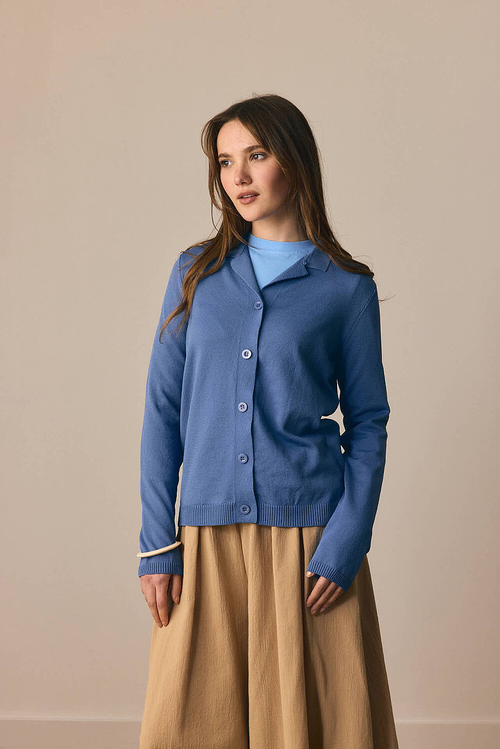 Ceket Yaka Hırka İndigo - 1