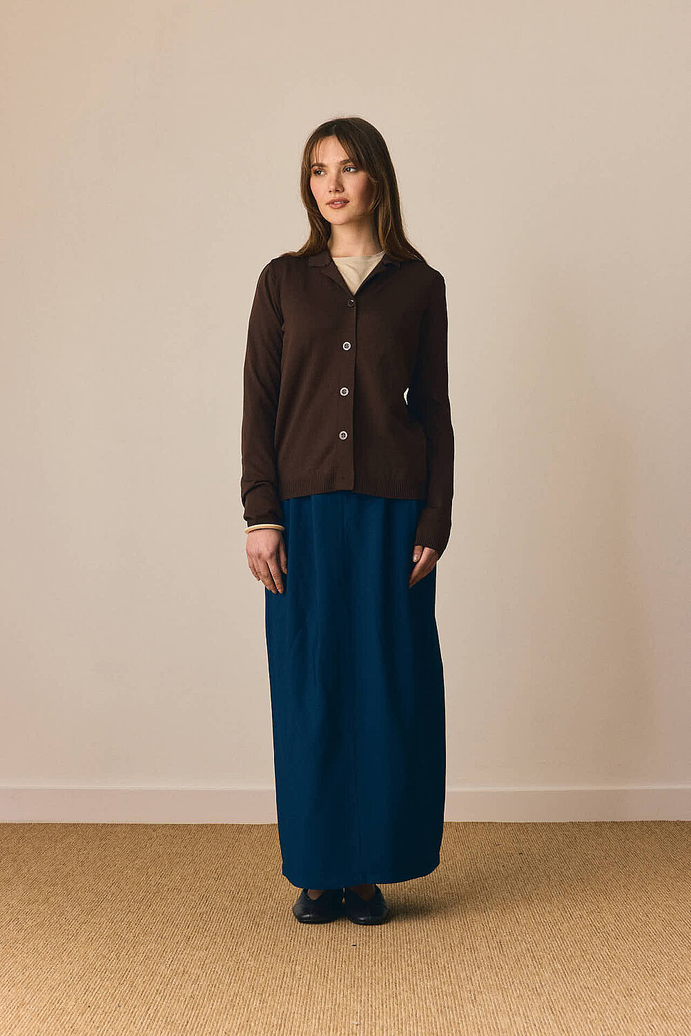 Ceket Yaka Hırka Kahverengi - 3