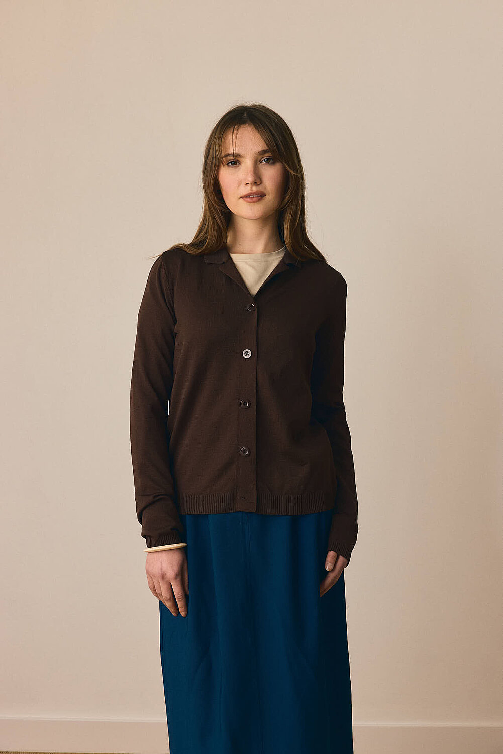 Ceket Yaka Hırka Kahverengi - 5