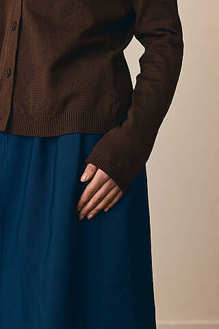 Ceket Yaka Hırka Kahverengi - 4