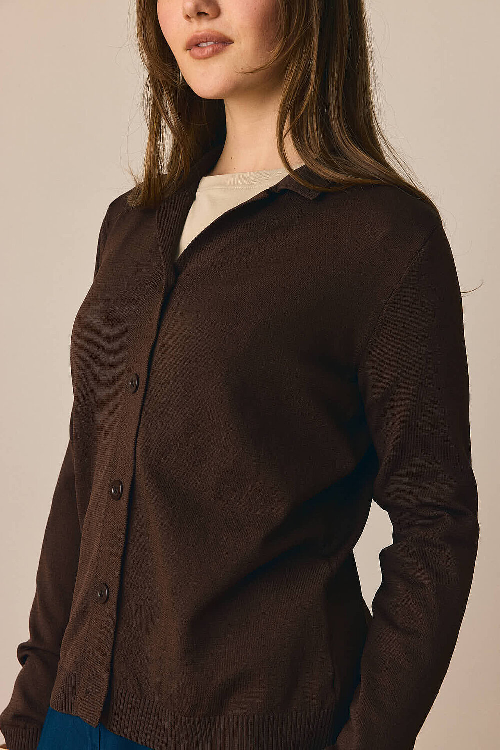 Ceket Yaka Hırka Kahverengi - 2