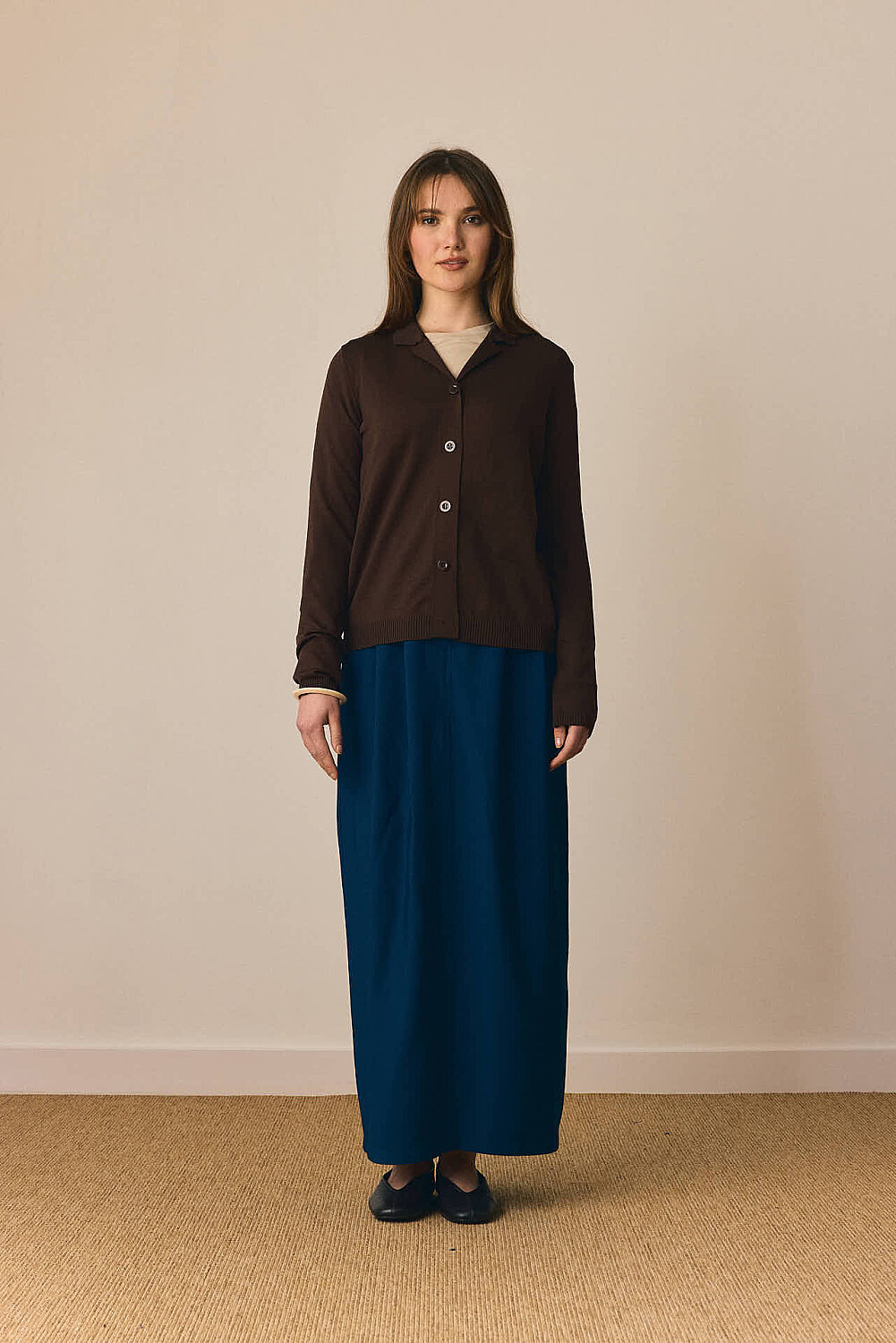 Ceket Yaka Hırka Kahverengi - 8