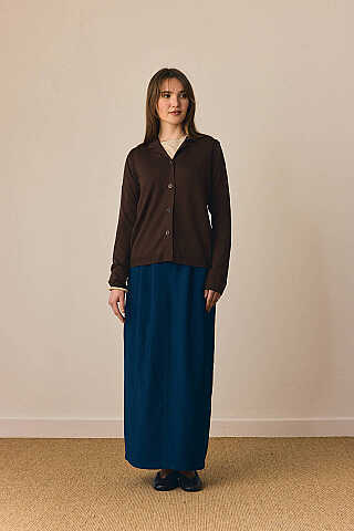 Ceket Yaka Hırka Kahverengi - 9