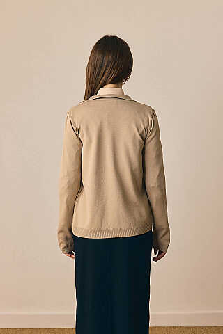 Ceket Yaka Hırka Vizon - 7