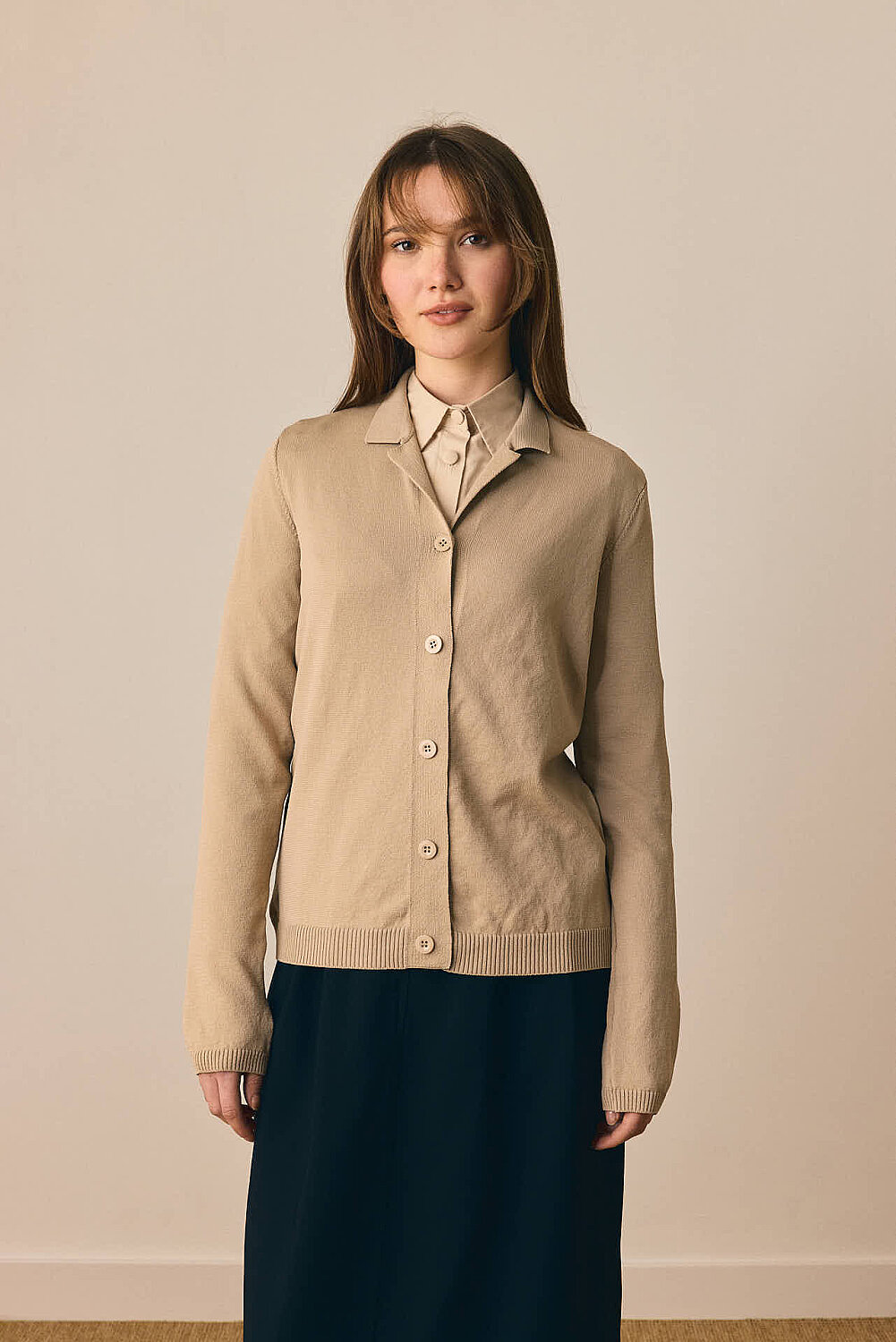 Ceket Yaka Hırka Vizon - 4