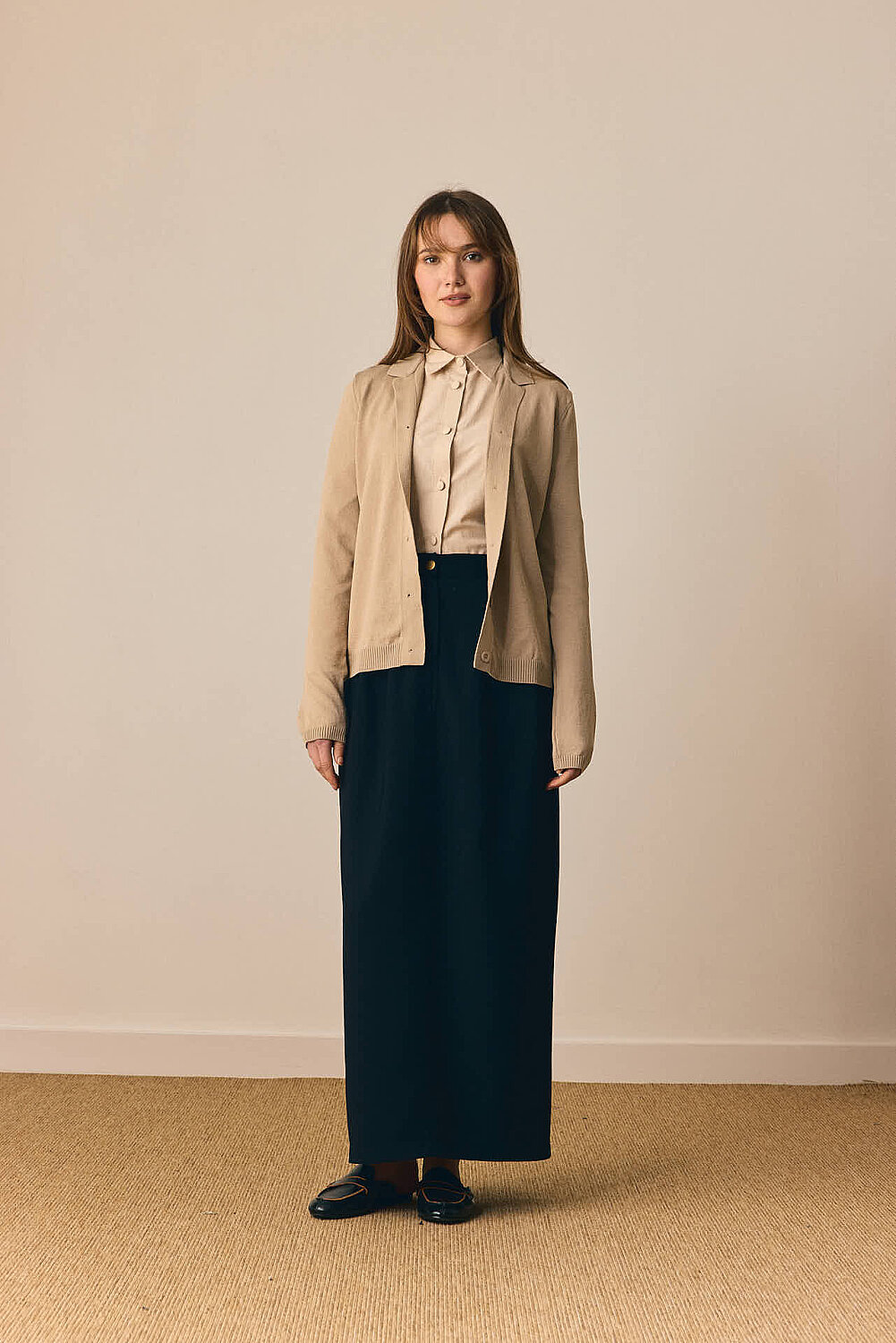 Ceket Yaka Hırka Vizon - 8