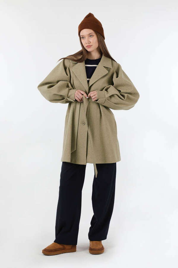 Ceket Yaka Kısa Kaşe Camel - 3