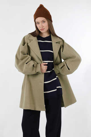 Ceket Yaka Kısa Kaşe Camel - 2