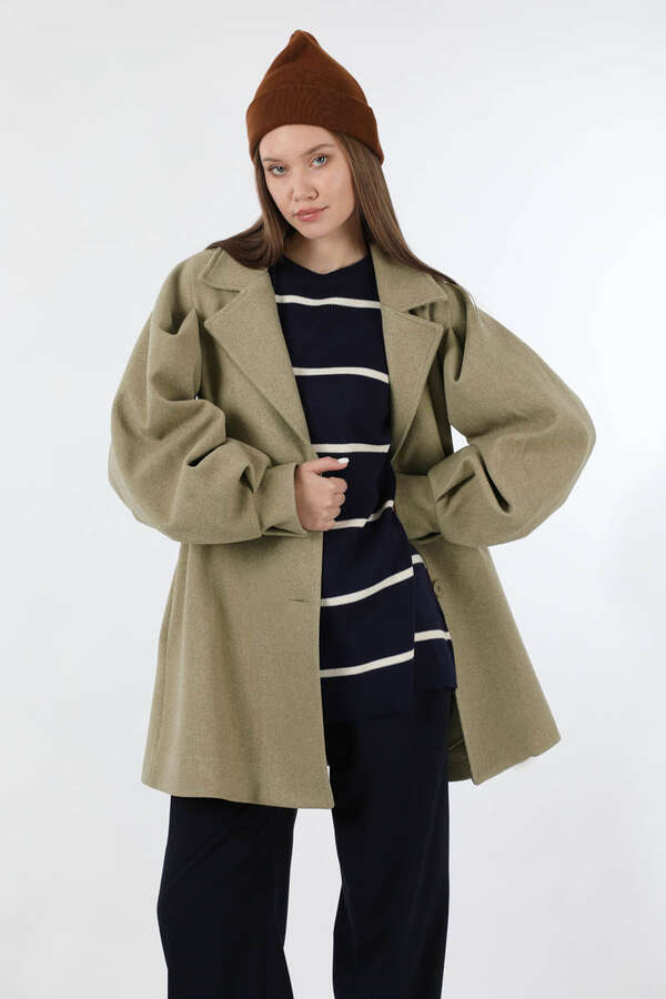 Ceket Yaka Kısa Kaşe Camel - 2