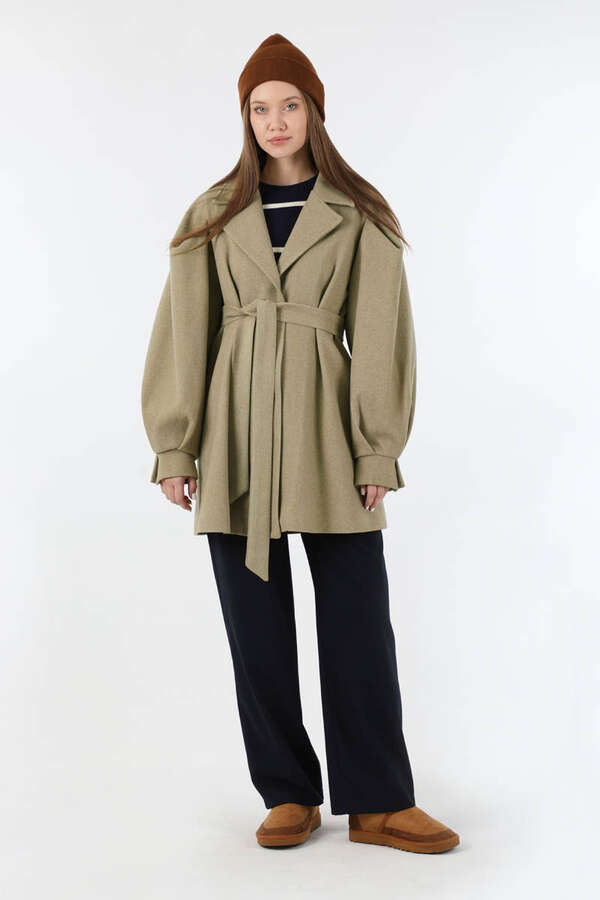 Ceket Yaka Kısa Kaşe Camel - 5