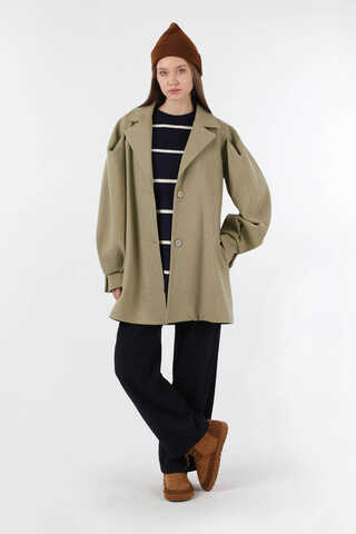 Ceket Yaka Kısa Kaşe Camel - 1