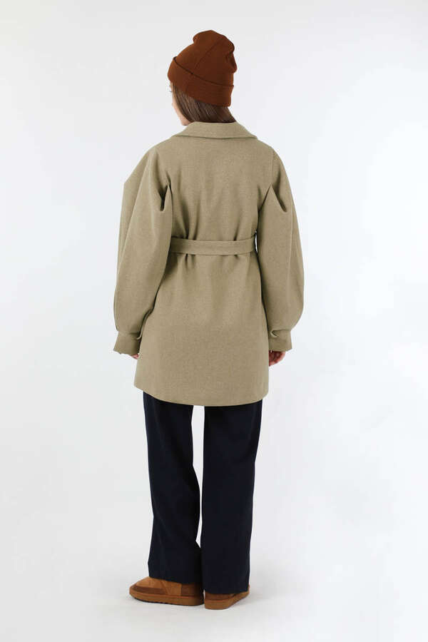 Ceket Yaka Kısa Kaşe Camel - 6