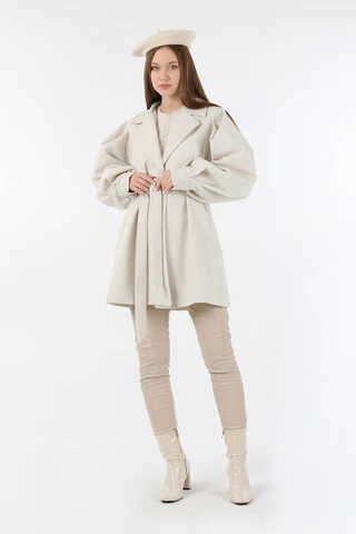 Ceket Yaka Kısa Kaşe Ekru - 1