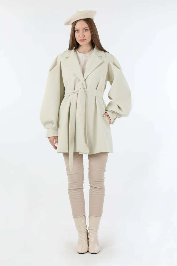 Ceket Yaka Kısa Kaşe Ekru - 3