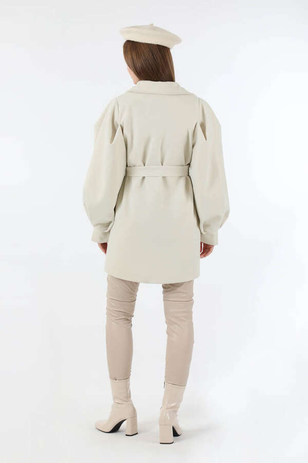 Ceket Yaka Kısa Kaşe Ekru - 6