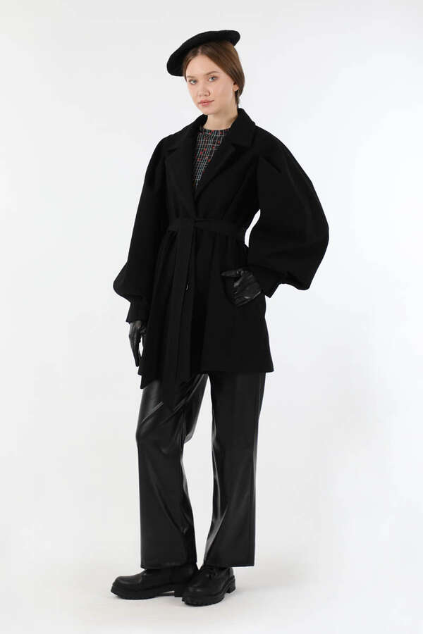 Ceket Yaka Kısa Kaşe Siyah - 1