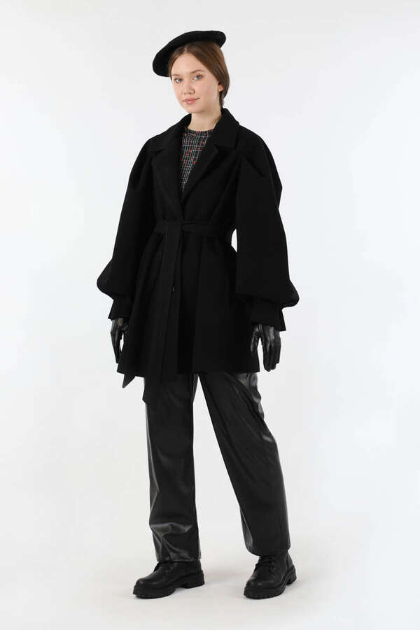 Ceket Yaka Kısa Kaşe Siyah - 3