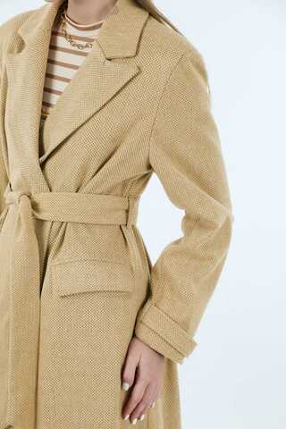 Cep Detaylı Kruvaze Kaban Camel - 4